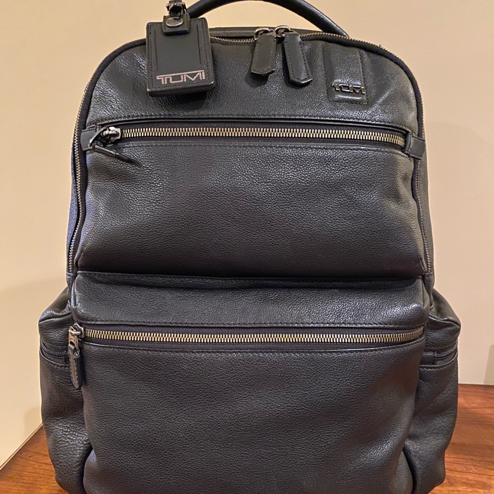 Tumi Black Leather Backpack (Beacon Hill Revere)